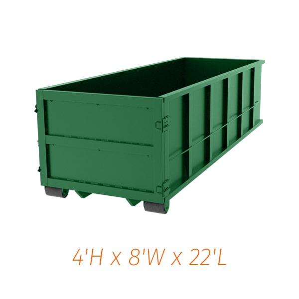 you can rent twenty-yard dumpsters for a duration of 7-10 days typically